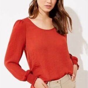 LOFT • Shirred Gathered-Wrist Blouse